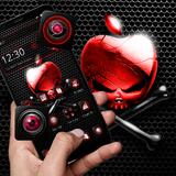 Red Black Neon Skull Apple Theme simgesi