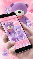 Lavender Teddy Bear Pink Purple Plush Toy Theme الملصق