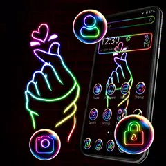 download Neon Finger Heart Love Launcher Theme 👌 APK