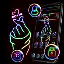 Neon Finger Heart Love Launcher Theme 👌 APK