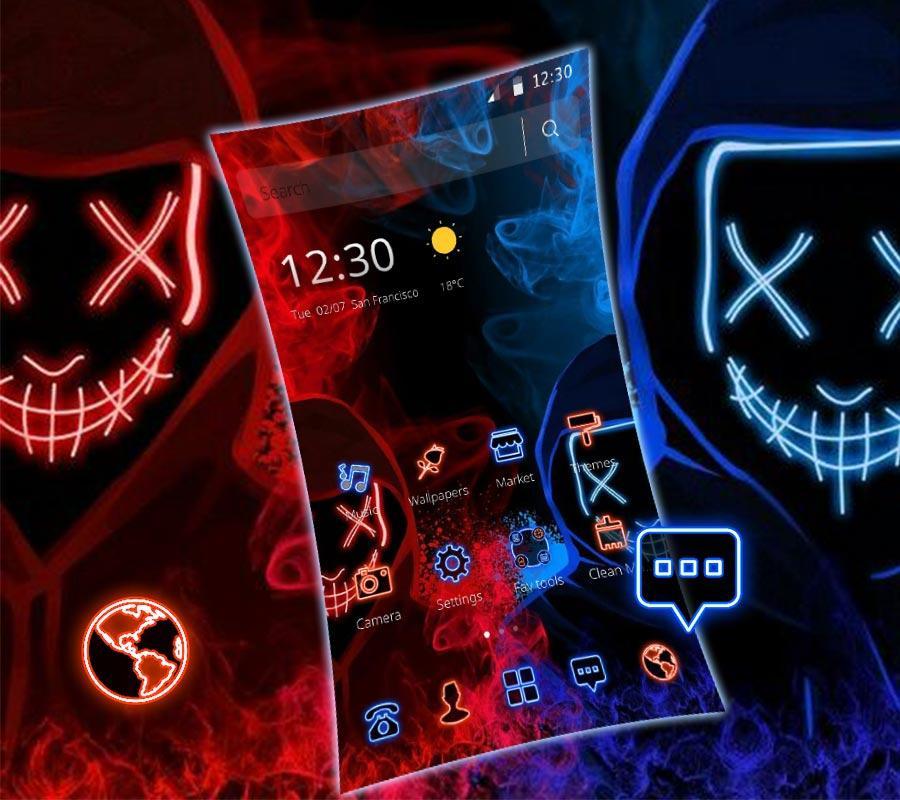 Blue Red Fire Led Mask Anonymous Theme For Android Apk Download - red led mask roblox