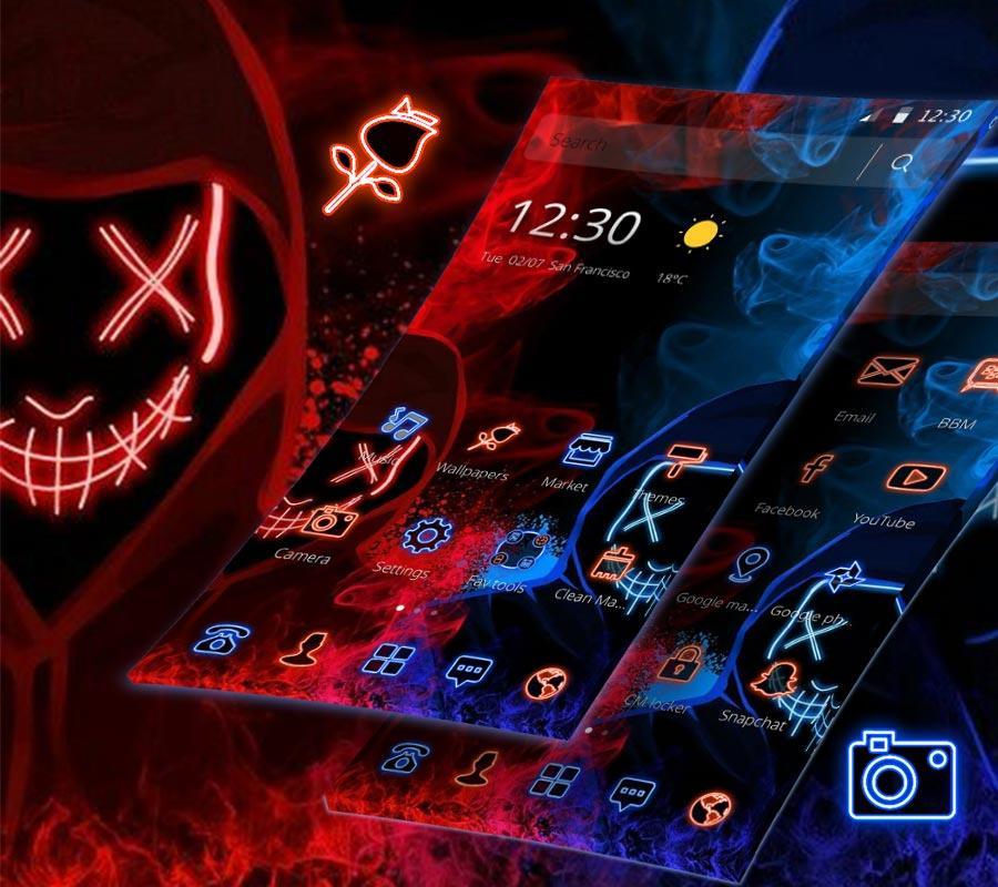 Blue Red Fire Led Mask Anonymous Theme For Android Apk Download - red led mask roblox