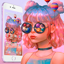 Galaxy Glitter Planet Girl Theme APK