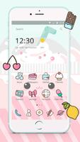 かわいいカートゥーンお菓子デザートの絵文字のテーマ スクリーンショット 1