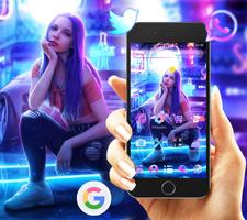 Fancy Neon Trendy Sexy Girl Launcher Theme Affiche