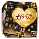 Golden Glitter Love Heart Theme APK