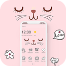 Pink Cute Cartoon Kitty Face Theme APK