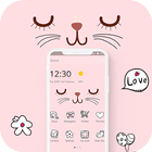 Pink Cute Cartoon Kitty Face Theme simgesi