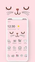 Pink Cute Cartoon Kitty Face Theme постер