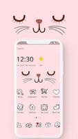 Pink Cute Cartoon Kitty Face Theme 海報