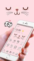 Pink Cute Cartoon Kitty Face Theme ภาพหน้าจอ 1