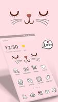 Pink Cute Cartoon Kitty Face Theme स्क्रीनशॉट 2