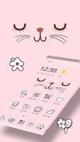 Pink Cute Cartoon Kitty Face Theme captura de pantalla 3