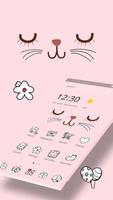 Pink Cute Cartoon Kitty Face Theme 截圖 3