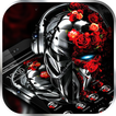 Red Rose Metal Skull Launcher Theme