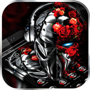 Red Rose Metal Skull Launcher Theme APK