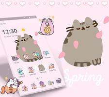 Pink Cute Pusheen Kitty Theme syot layar 3