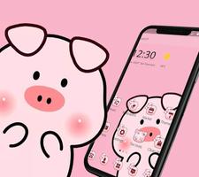 Poster Pink Cute Cartoon Piggy Theme