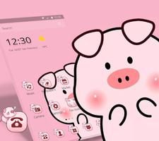 Pink Cute Cartoon Piggy Theme screenshot 1