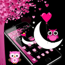 Pink Cartoon Moon Owl Theme APK