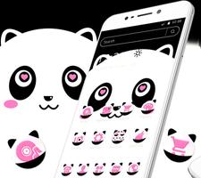 Cute Pink Panda Cartoon Launcher Theme 💕🐼 poster