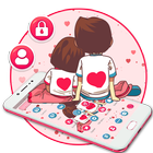 Cute Couple Love Cartoon Theme icône