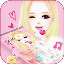 Cute Cartoon Lollipop Girl Theme aplikacja