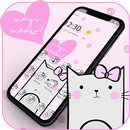 Pink Heart Cute White Kitty Theme-APK