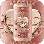 Rose Gold Diamond Heart Luxury Theme icône