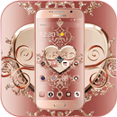 Rose Gold Diamond Heart Luxury Theme APK