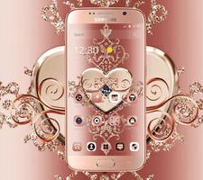 Rose Gold Diamond Heart Luxury Theme Affiche