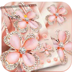 download Glitter Gold Rose Diamond Flower Theme APK