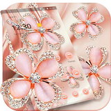 Glitter Gold Rose Diamond Flower Theme ikon
