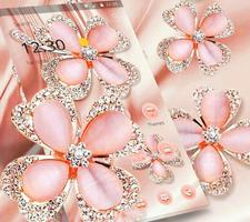 Glitter Gold Rose Diamond Flower Theme اسکرین شاٹ 1