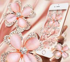 Glitter Gold Rose Diamond Flower Theme imagem de tela 3
