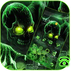 Скачать Green Horrific Zombie Skull Theme APK