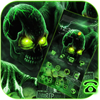 Green Horrific Zombie Skull Theme icône