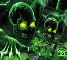 Green Horrific Zombie Skull Theme ảnh chụp màn hình 2