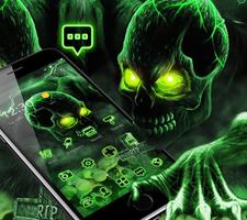 Green Horrific Zombie Skull Theme ảnh chụp màn hình 3