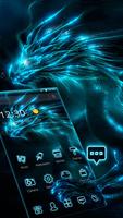 Blue Neon Spirit Dragon Theme Affiche