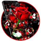 Broken Glass Beautiful Red Rose Theme ไอคอน