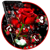Broken Glass Beautiful Red Rose Theme icône