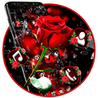 Broken Glass Beautiful Red Rose Theme ícone