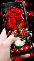 Broken Glass Beautiful Red Rose Theme-poster