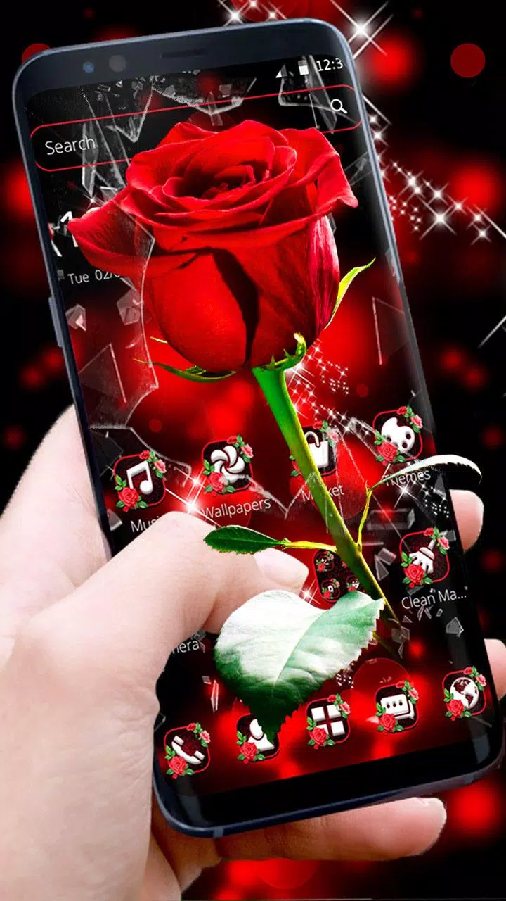 Broken Glass Beautiful Red Rose Theme APK pour Android Télécharger
