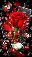 Broken Glass Beautiful Red Rose Theme ภาพหน้าจอ 1