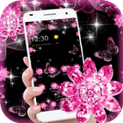 Pink Black Glitter Diamond Flower Sparkling Theme icône