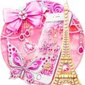 Pink Minny Glitter Butterfly Eiffel Theme