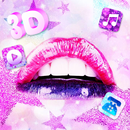 3D Glitter Galaxy Lips Theme APK