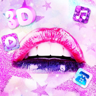 3D Glitter Galaxy Lips Theme icône